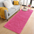 OLANLY 2x8 Machine Washable Runner Rugs for Hallway, Soft Fluffy Shaggy Bedside Rugs for Bedroom, Living Room, Indoor Floor Carpet for Kids Girls Boys, Nursery Rooms, Home Decor Aesthetic, Hot Pink
