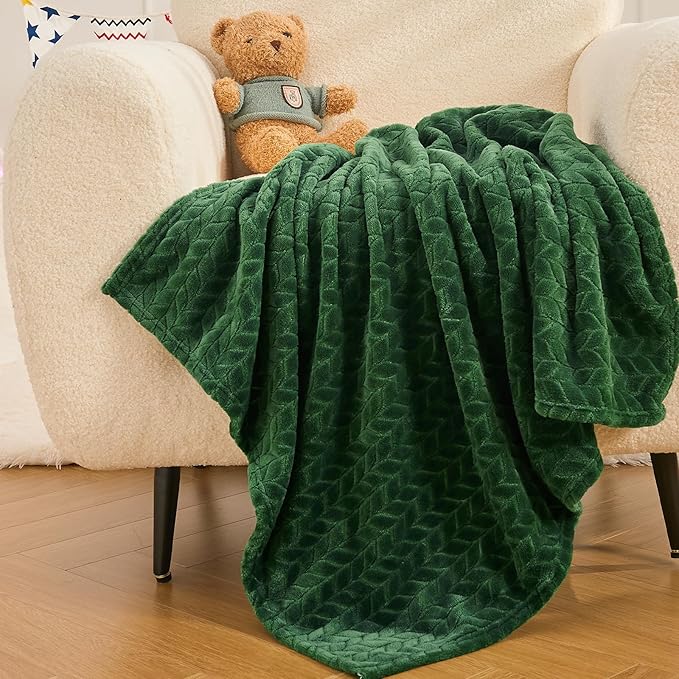 InHand Fleece Baby Blanket, Super Soft Swaddle Blanket, Plush Fuzzy Warm Green Throw Blanket, Newborn Receiving Blanket for Crib, 30x40 inches