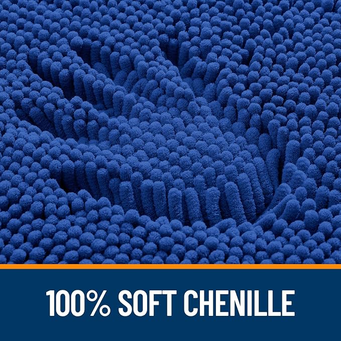 Bath Rugs 70 x 24 Inch Chenille Rubber-Backed Mat, Royal Blue