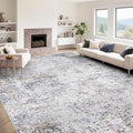 XLUEZ 9x12 Area Rug for Living Room, Washable Modern Abstract Large Area Rug Neutral Soft Non Slip Kids Rug Stain Resistant Indoor Carpet for Bedroom Dining Room Playroom Office(Bluegrey, 9'x12')