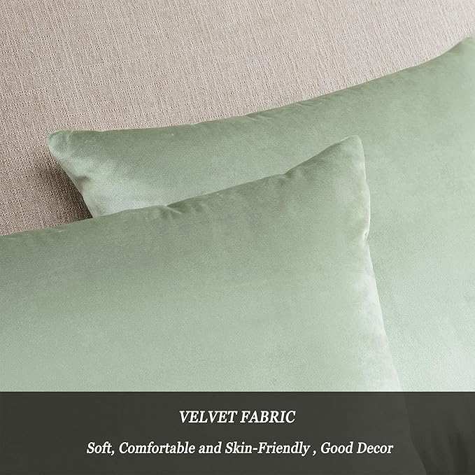 GIGIZAZA Throw Pillow Covers 22x22 Inch Sage Green Velvet Pillows Decorative Covers Pack of 2 for Sofa Pillowcase Cushion Covers