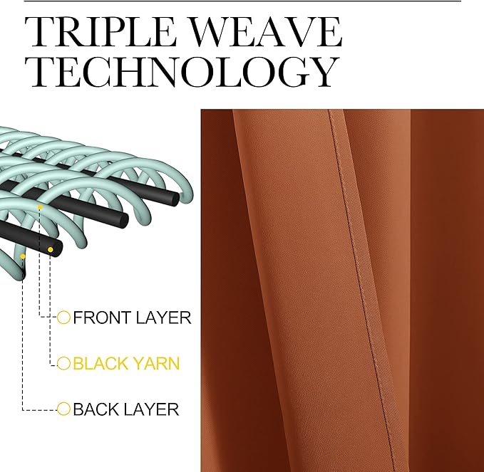 NICETOWN Nursery Essential Thermal Insulated Solid Grommet Top Blackout Curtains/Drapes for Halloween Decorations (1 Pair, 42 x 84 inches in Burnt Orange)