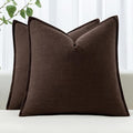 MIULEE Decorative Linen Euro Sham Pillow Covers 22x22 Inch Dark Brown Boho Farmhouse Neutral Winter Couch Throw Pillows for Bed Pack of 2 Accent Modern Pillowcase Sofa Livingroom Home Decor