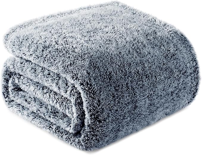 Exclusivo Mezcla Plush Fuzzy Fleece Throw Blanket Extra Large, Super Soft, Fluffy and Warm Blankets for Couch, Bed, All Season (Mixed Navy Blue, 50x70 inches)