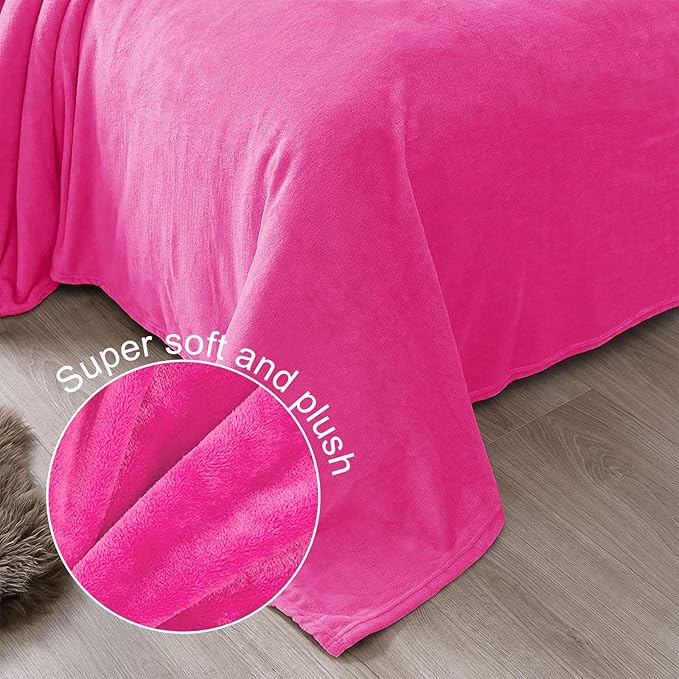 Exclusivo Mezcla Fleece Blanket Twin Size for Bed, Super Soft and Warm, All Season, Cozy, Plush, Lightweight, 60x80 Inches Hot Pink