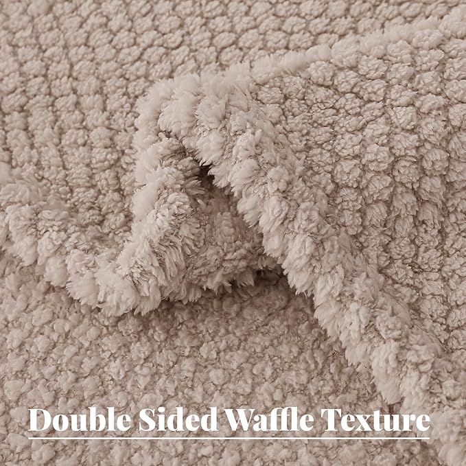 Whale Flotilla Queen Size Fuzzy Fleece Blanket for Bed, 90x90 Inch Fluffy Warm Soft Jacquard Blankets for All Season, Lightweight and Cozy, Camel