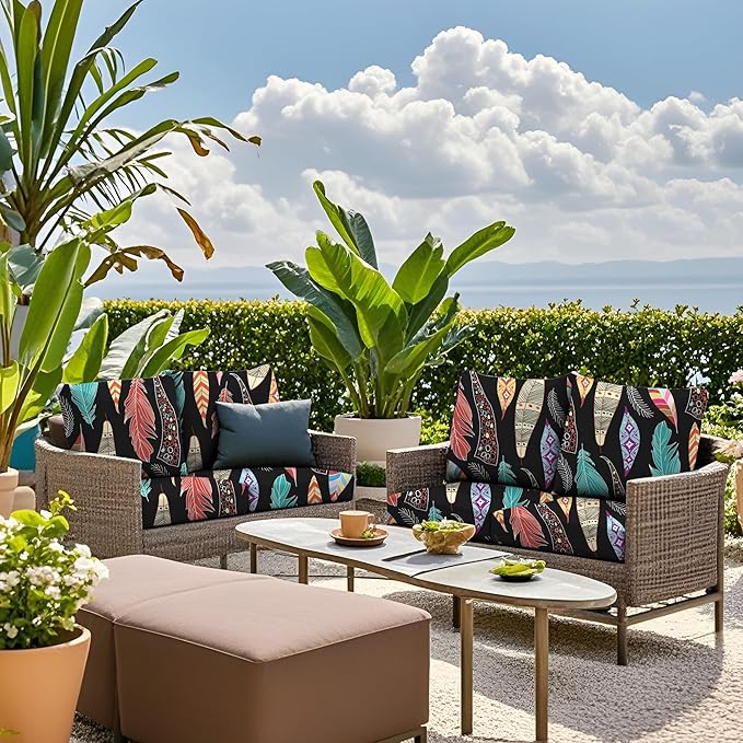 Outdoor Cushion Covers Set,8PCS Patio Furniture Couch Seat Slipcovers, Replacement for Sofa Sectional Chair(Cover，Only)