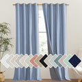 NICETOWN Stone Blue Vintage Linen 100% Blackout Curtains for Living Room, Thermal Insulated Curtains 102" Long, Noise Reducing Window Treatment Drapes for Hall Room, 52" Wide Per Panel, Set of 2