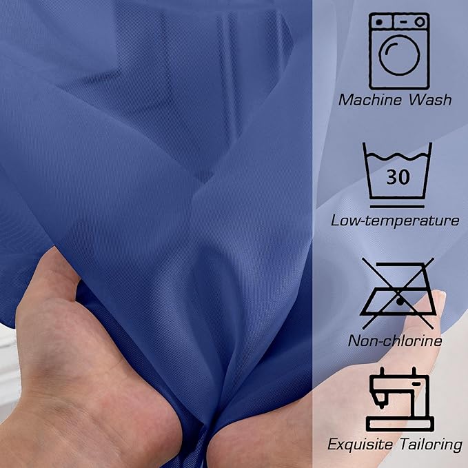 Simplebrand Royal Blue Sheer Curtains 72 Inches Long 2 Panels for Living Room, Rod Pockets Airy Window Treatments Voile Sheer Curtains Panels Lightweight for Front Back Patio Glass Door, 42" Width