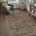 Brown Washable Area Rug for Entryway Vintage Non Slip (3x4)