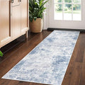 IOHOUZE Abstract Runner Rug 2x5 Ft Washable Runners for Hallways, Non Slip Kitchen Runner Printed Faux Wool Entryway Runner Indoor, Modern Floor Carpet for Hall Kitchen Bedroom, Light Blue Grey
