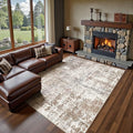 Area Rug Living Room Rugs - Washable Neutral Modern Abstract Soft Thin Rug Indoor Floor No Slip Rug Carpet for Bedroom Under Dining Table Home Office Decor - Brown/Grey/Red - 9x12