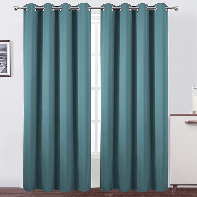 LEMOMO Sea Teal Thermal Blackout Curtains/52 x 84 Inch/Set of 2 Panels Room Darkening Curtains