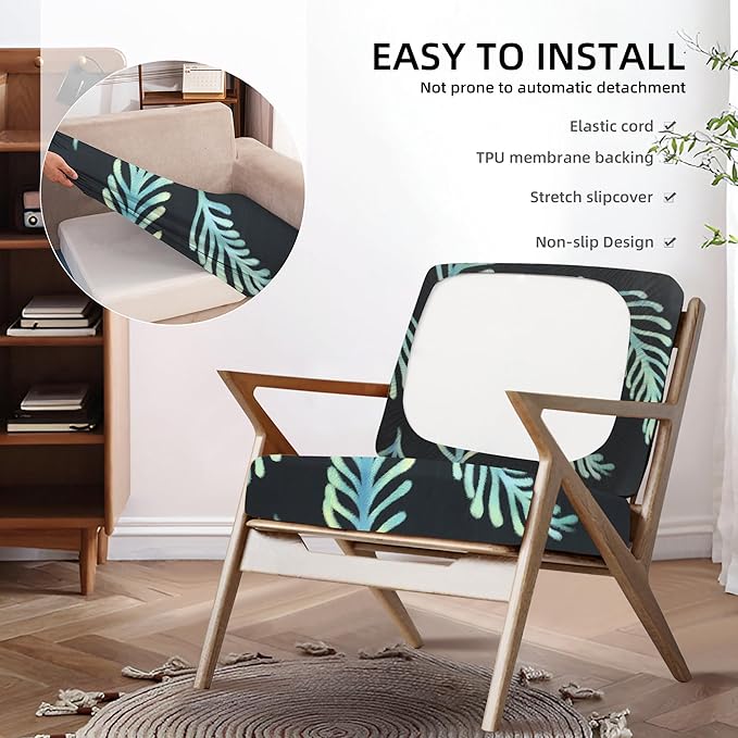 8Pcs Outdoor Cushion Covers, Patio Cushion Covers,Stretch Elastic Slipcovers, Replacement Washable & Reusable Furniture Protector for Patio Couch (Fir-Pattern,Cover Only)