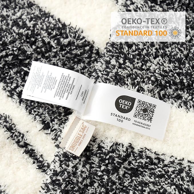 Snuggle Sac Heather Throw Blanket for Couch, Reversible Super Soft Blankets Warm Cozy Knit Fuzzy Plush Lightweight for Sofa, Bed, Camping, Picnic (Stripe Black, Queen (90"x90"))