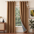NICETOWN 100% Absolutely Blackout Linen Curtains for Bedroom Living Room, Gold Brown, 52" Wide, 2 Pieces, Privacy Vertical Thermal Insulated Window Drapes 84 inch Long for Shift Workers