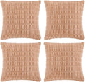Fancy Homi 4 Packs Peach Decorative Throw Pillow Covers 18x18 Inch for Living Room Couch Bed, Rustic Modern Farmhouse Boho Home Decor, Soft Plush Corduroy Cute Accent Square Cushion Case 45x45 cm