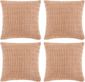 Fancy Homi 4 Packs Peach Decorative Throw Pillow Covers 16x16 Inch for Living Room Couch Bed, Rustic Modern Farmhouse Boho Home Decor, Soft Plush Corduroy Cute Square Accent Cushion Case 40x40 cm