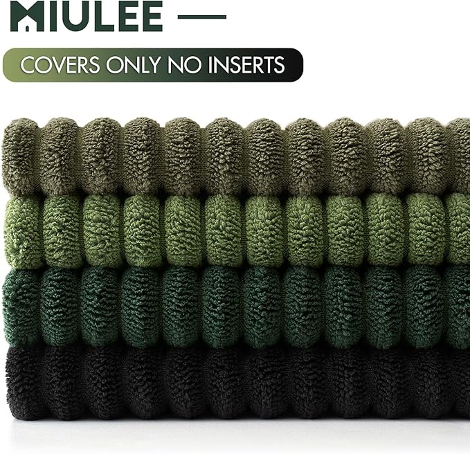 MIULEE Boho Farmhouse Throw Pillow Covers 18x18 Inch Set of 4 Mordern Neutral Green Cushion Covers Soft Corduroy Nordic Home Decor for Spring Couch Bed Sofa Living Room Green-Black