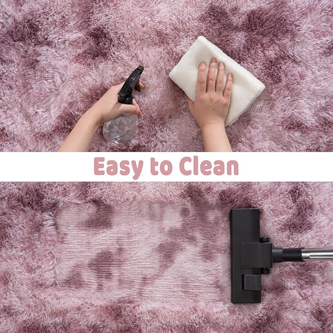 Soft Runner Rugs for Bedroom Hallways, 2x4 Tie-Dyed Grey Purple Fluffy Shag Throw Area Rug Non Slip for Bedside Dorm, Long Shaggy Furry Carpet for Nursery Living Room