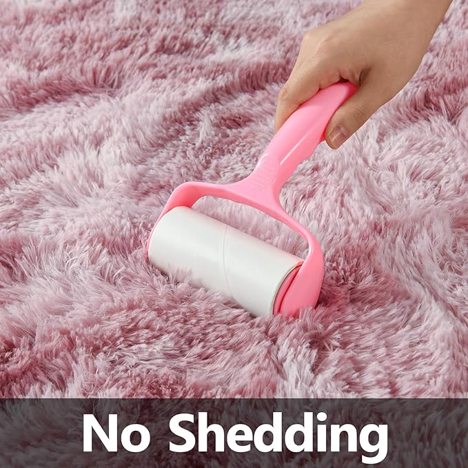 Deerhoo Large Shag Area Rugs 5 x 8, Tie-Dyed Plush Fuzzy Rugs for Living Room, Ultra Soft Fluffy Furry Rug for Bedroom, Indoor Carpet Nursery Rugs for Kids Room Home Decor, Pink Purple