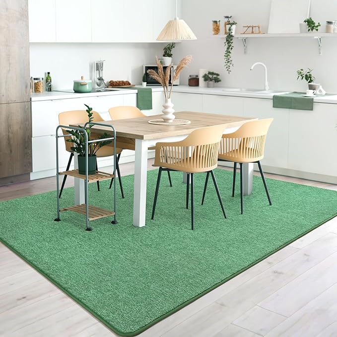 AROGAN Washable 6×9 Living Room Rug, Modern Area Rugs with Soft Memory Foam for Bedroom, Minimalist Non-Slip Indoor Floor Carpet for Dining Room Office Kids Playroom Decor, Matte Green