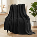 Whale Flotilla Extra Large Fuzzy Fleece Throw Blanket for Couch, 50x70 Inch Fluffy Warm Soft Jacquard Blankets for All Season, Lightweight and Cozy, Black