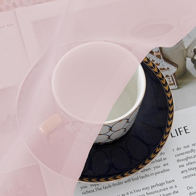 Chyhomenyc Sheer Curtains 36 inch Length 2 Panels, Light Filtering Voile Rod Pocket Short Window Sheer Curtians for Bathroom Living Room, 2PCS, Blush Pink
