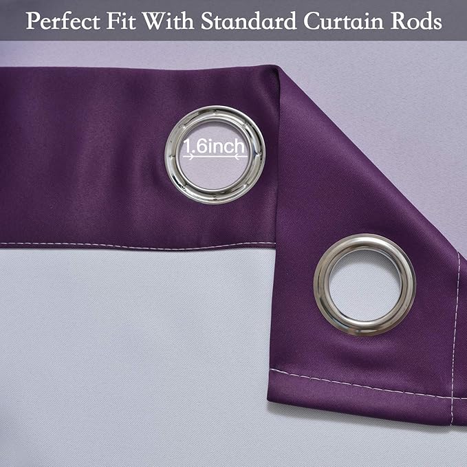 SimpleHome Ombre Room Darkening Curtains for Bedroom, Gradient Purple to Grey White Light Blocking Thermal Insulated Grommet Window Curtains/Drapes for Living Room,2 Panels, 52x84 inches Length