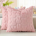 decorUhome Easter Bunny Pillow Covers 20x20 Inch Set of 2, Soft Plush Faux Wool Jacquard Pink Rabbit Cushion Covers, Farmhouse Neutral Spring Easter Holiday Decor for Couch Sofa Bed