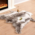 Carvapet Soft Fur Rugs Fake Reindeer Hide Area Rug Fluffy Faux Fur Carpet for Bedroom Floor Mat Home Decorative Throw Rug for Living Room, 4ft x 5ft, Grey