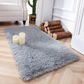 Chicrug Soft Runner Rug for Bedroom Living Room Plush Fluffy Rug 2x3 Feet, Shag Furry Runner Carpet Non Shedding for Nursery Children Kids Girls Room Home Decorative, Gery