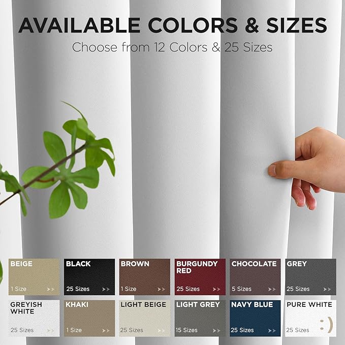Joydeco Blackout Patio Sliding Door Curtains 90 Inches Long, Grommet Privacy Room Divider Curtains, Extra Wide Thermal Blackout Drapes for Bedroom Living Room (Greyish White, 60Wx90L, 1 Panel)