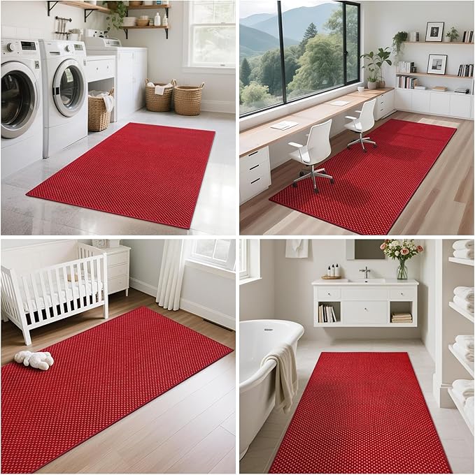 YDKGL 2x8 ft Hallway Runner Rug Extra Long Boho Woven Kitchen Runner Rugs Mat Non Slip Washable, Soft Entryway Laundry Hall Floor Runner Carpet for Indoor Backdoor Bedroom Hallway Living Room, Red