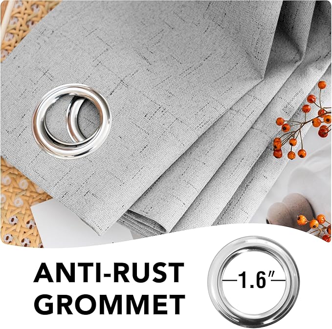 H.VERSAILTEX 100% Blackout Curtains for Bedroom Thermal Insulated Linen Textured Curtains Heat and Full Light Blocking Drapes Living Room Curtains 2 Panel Sets, Glacier Gray, 52x72 Inch