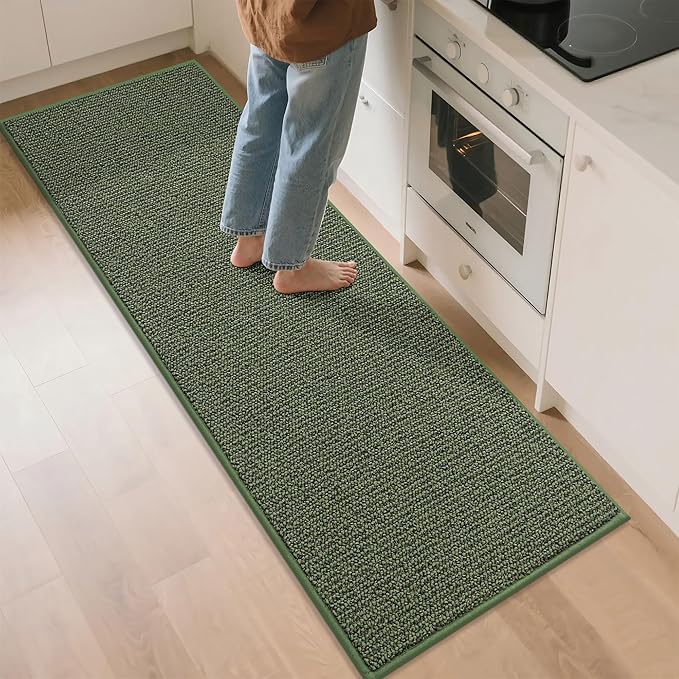 BEQHAUSE Kitchen Runner Rugs 24"x72", Non-Slip Kitchen Mats for Floor, Super Absorbent and Stain Resistant Kitchen Rug, Machine Washable Rugs for Kitchen, Hallway, Laundry & Sink, Green