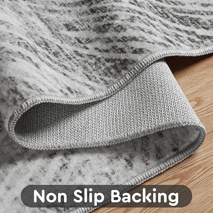 6x9 Area Rugs for Living Room-Machine Washable Rug Ultra Soft Non Slip Area Rug Modern Abstract Dahlia Indoor Carpet Rugs for Bedroom Dining Room Playroom Nursery Bedside Office, Grey