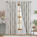 jinchan Blackout Floral Curtains for Living Room Bedroom Linen Blend Curtain Farmhouse Grey Printed with Lined Back Tab Rod Pocket Drapes Window Treatments 2 Panels 84 Inch Gray