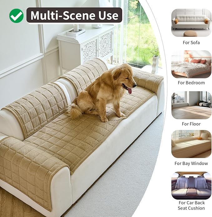 Couch Covers for Dogs Washable, Non Slip Couch Covers for Loveseat Sofa Pet Friendly, Soft Fuzzy Sofa Covers for Pet, Dog Couch Cover Furniture Protector(1PC,Light Brown,27.6"x82.7")