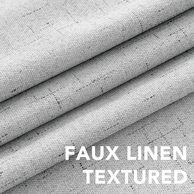 H.VERSAILTEX Linen Curtains 100% Blackout Curtains for Bedroom 102 inch Long Full Light Blocking Nature Linen Blended Window Curtains for Living Room Nickel Grommet (2 Panels, Glacier Gray)