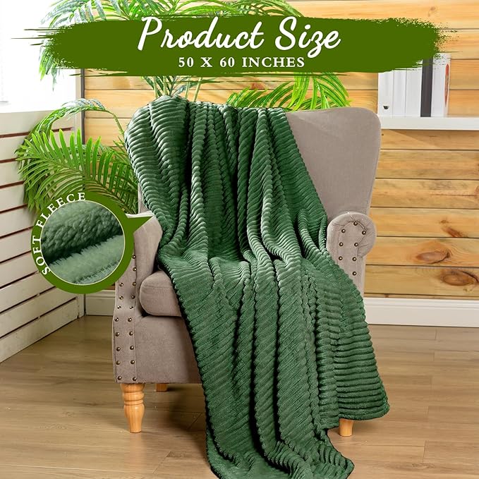 Buryeah 12 Pcs Flannel Throw Blanket Bulk 50 x 60 in Sleepover Blanket Outdoor Wedding Throw Lightweight, Oeko-tex Standard 100 Certified for Sofa Homeless Gifts (Dark Green)