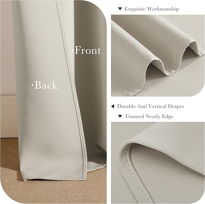 PONY DANCE Short Black Out Curtain Panels for Basement, Small Curtains for Bathroom, Thermal Insulated Tiers for Basement, 34x30 Inch, Cream, 2 Panels