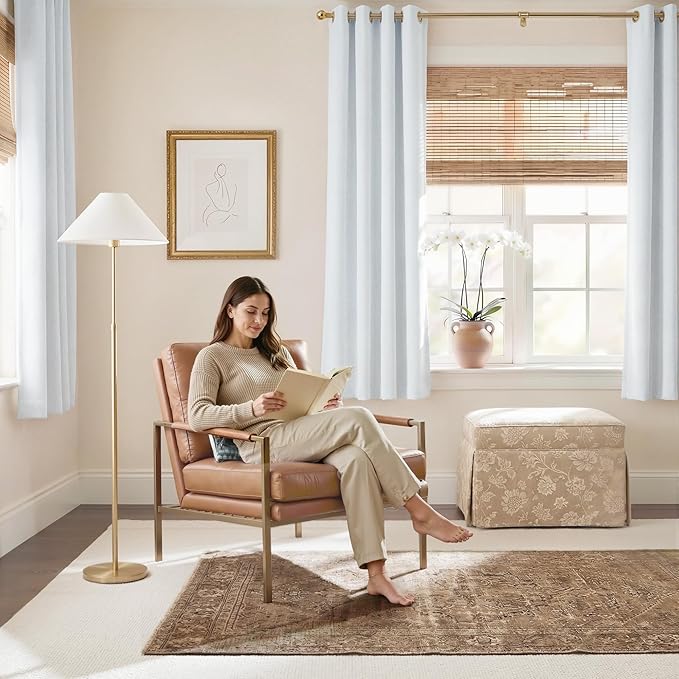 NICETOWN Farmhouse 100% Blackout Linen Curtains for Bedroom, Off White, 52" W x 63" L, Set of 2, Burlap Textured Textured Linen Look Privacy Window Treatment for Kitchen