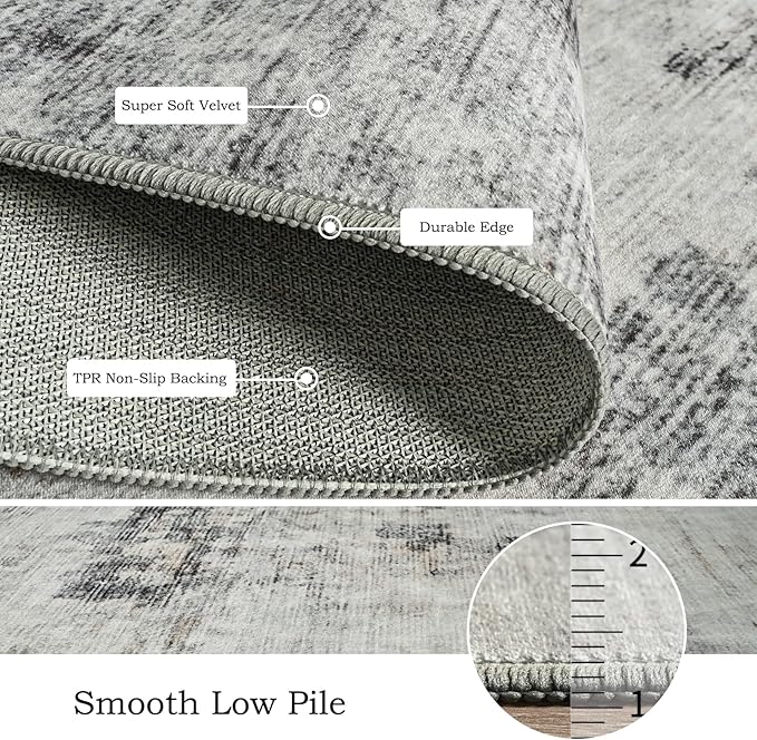 Toneed Abstract Area Rug 5x8 Modern Washable Rug Soft Non Slip Rug Low Pile for Bedroom Living Room Dining Room Grey/Brown