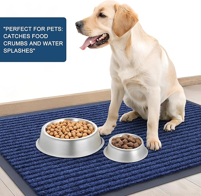 OLANLY Front Door Mat Indoor Outdoor Entrance, 2-Pack 47 x 23 Inch, Waterproof Heavy Duty Doormat, Fade Resistant, Low Profile, Easy Clean Patio Porch Welcome Floor Mats for Entry, Blue