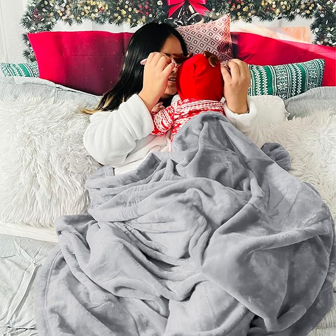 Bedsure GentleSoft Fleece Blanket California King Light Grey - Lightweight Plush Fuzzy Cozy Soft Bed Blankets, 102x96 inches