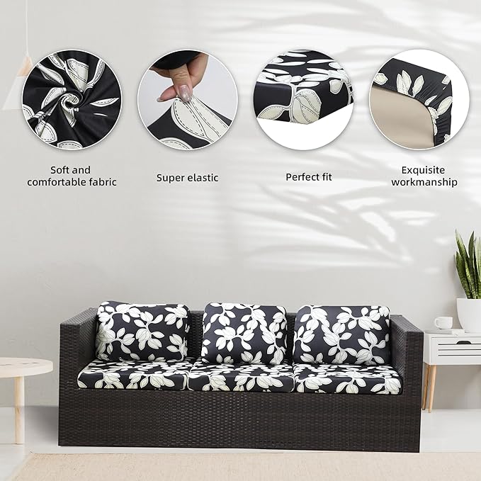 8Pcs Stretch Patio Cushion Covers,Outdoor Couch Covers Replacement,Outdoor Couch & Sofa Slipcovers,for Patio Furniture Cushion Covers,Washable Reusable urniture Protector(Patch,8PCS)