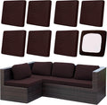 8Pcs Outdoor Cushion Covers, Patio Cushion Covers,Stretch Elastic Slipcovers, Replacement Washable & Reusable Furniture Protector for Patio Couch,Thick Jacquard Fabric(Coffee, Cover Only)