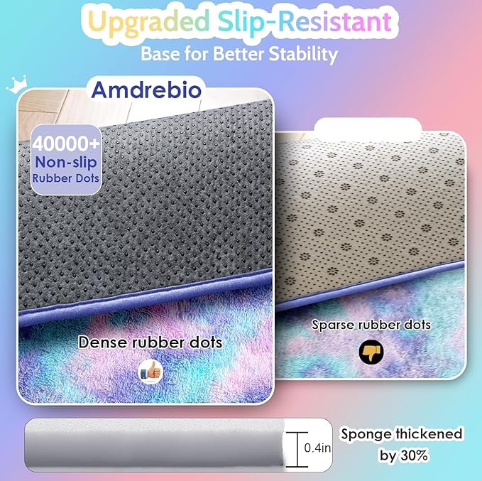Amdrebio Purple Rainbow Round Rug 6Ft for Bedroom Girls Room Decor, Mermaid Stitch Frozen Kids Rugs for Playroom Nursery Classroom, Fluffy Fuzzy Cute Shag Carpet, Plush Circle Area Rugs for Princess