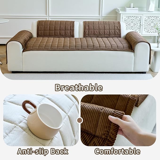 Couch Covers for Dogs Washable, Non Slip Couch Covers for Loveseat Sofa Pet Friendly, Soft Fuzzy Sofa Covers for Pet, Dog Couch Cover Furniture Protector(1PC,Dark Brown,27.6"x27.6")
